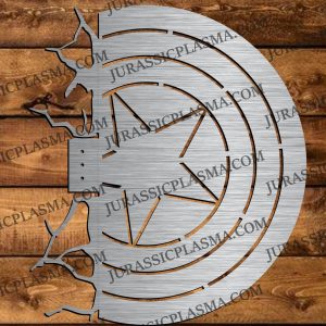 CAPTIAN AMERICA SHIELD STUCK IN WALL WITH CRACKS 20 X 23 2026  DIGITAL DOWNLOAD SVG DXF JPEG