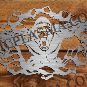 GORILLA BREAKING THROUGH WALL 3D KING KONG DIGITAL DOWNLOAD SVG DXF JPEG