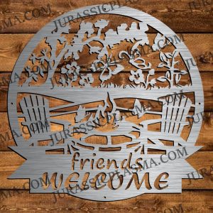 WELCOME FRIENDS CAMPFIRE BUTTERFLYS 21 X 21 2026 DIGITAL DOWNLOAD SVG DXF JPEG