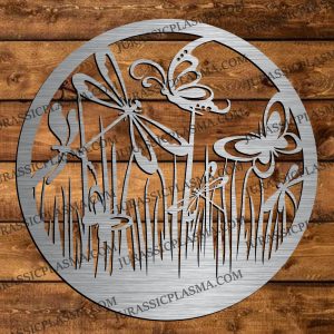 DRAGONFLY BUTTERFLY GRASS CIRCLE 21 X 21 2026  DIGITAL DOWNLOAD SVG DXF JPEG