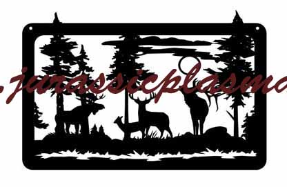 elk deer moose pinetrees  30x20cAL